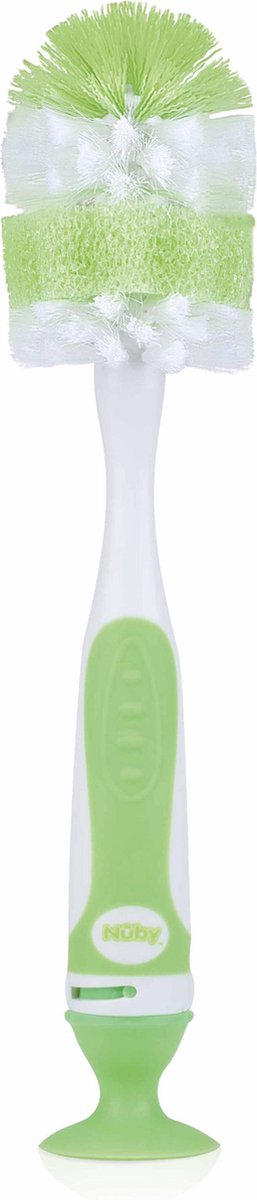 Nûby - Flessenborstel met kleinere speenborstel en zuignap - Groen