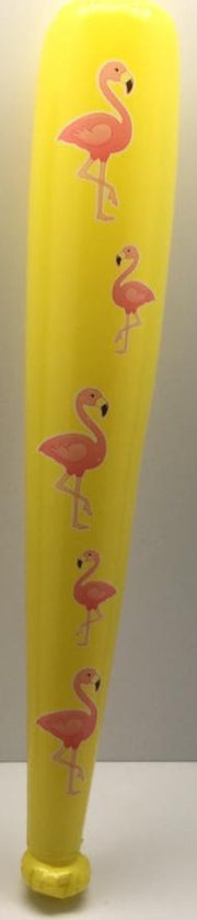 Opblaas Knuppel met afbeelding flamingo geel 86 cm