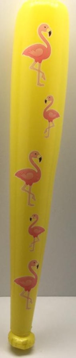 Opblaas Knuppel met afbeelding flamingo geel 86 cm