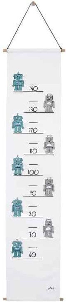 Jollein Groeimeter Robot 70x140cm - Teal
