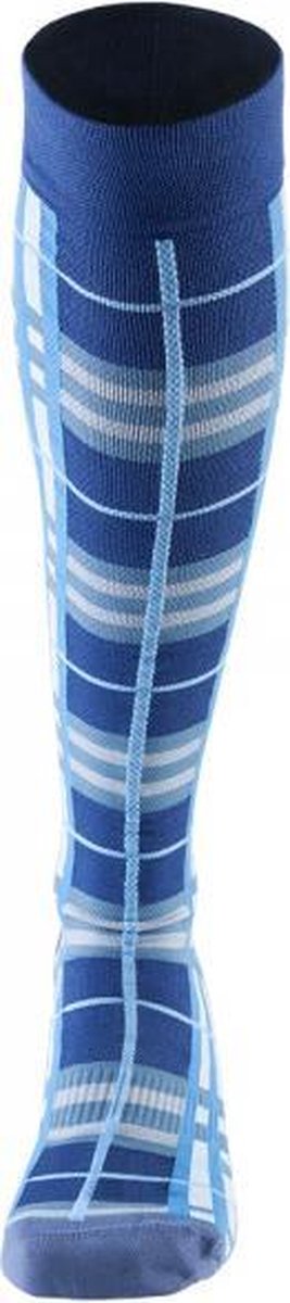 Luxe ruitersokken - Burberry - Blauw - Grijs - Sportsokken - Paardrijden - Unisex sokken - Kniesokken - Paardrijsokken - Maat 39-42