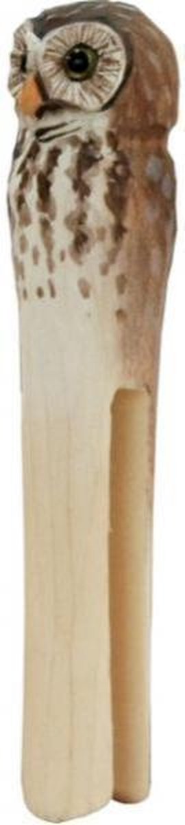 Houten clip/wasspeld - uil