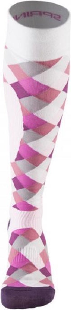 Luxe ruitersokken - Geruit - Roze - Grijs - Sportsokken - Paardrijden - Unisex sokken - Kniesokken - Paardrijsokken - Maat 35-38