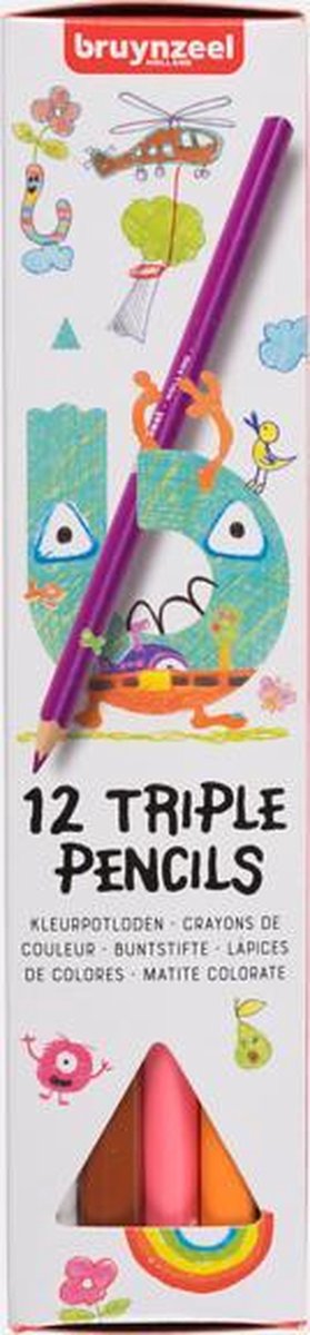 Bruynzeel - Triple Colour - Set van 12 kleurpotloden -