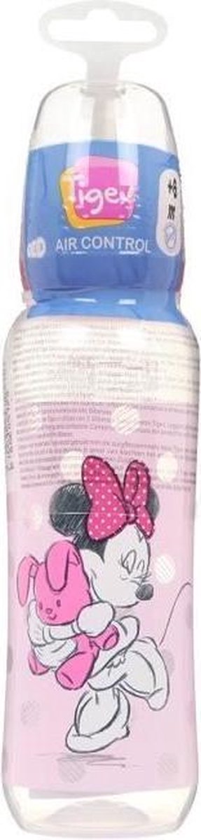 TIGEX Babyfles met smalle hals Luchtregeling siliconen tepel + 6 maanden Minnie 330 ml