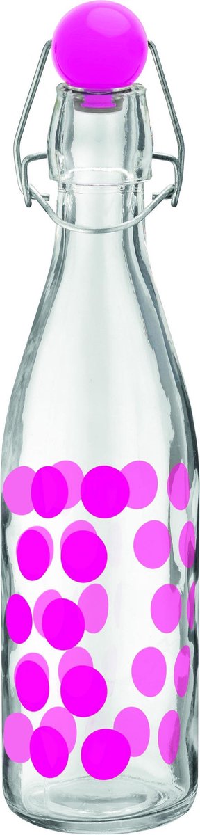 Dot Dot Waterfles - Glas - 1 l - Roze