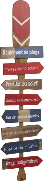 J-Line Plakkaat Peddel Beach Hout Blauw/Rood
