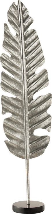 J-Line Blad Op Voet Rond Aluminium/Marmer Zilver Small
