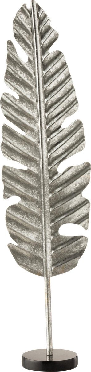 J-Line Blad Op Voet Rond Aluminium/Marmer Zilver Small