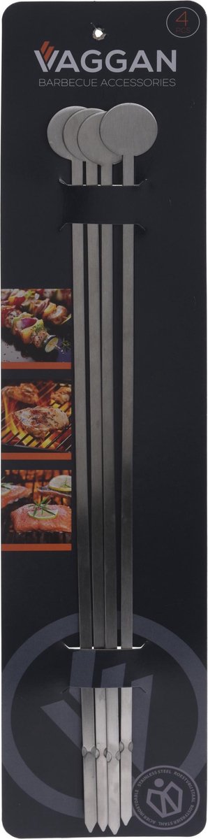 Vaggan Vleesspiezen 38 Cm Zilver 4 Stuks