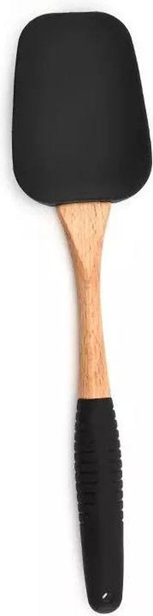 Luxe lepel - Zwart siliconen met hout - Stijlvol - Ook als set te verkrijgen
