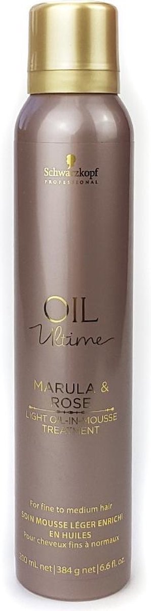 SCHWARZKOPF OIL ULTIME MARULA & ROSE LIGHT OIL IN MOUSSE TREATMENT 200ML