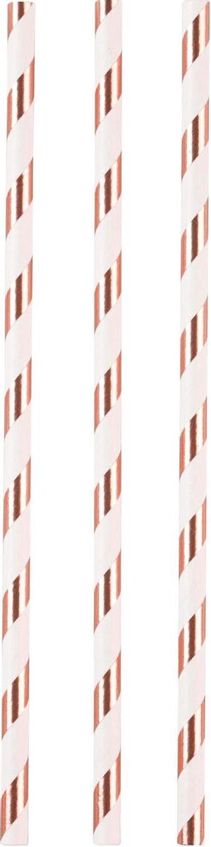 AMSCAN - 12 witte en koperkleurige kartonnen rietjes - Decoratie > Rietjes