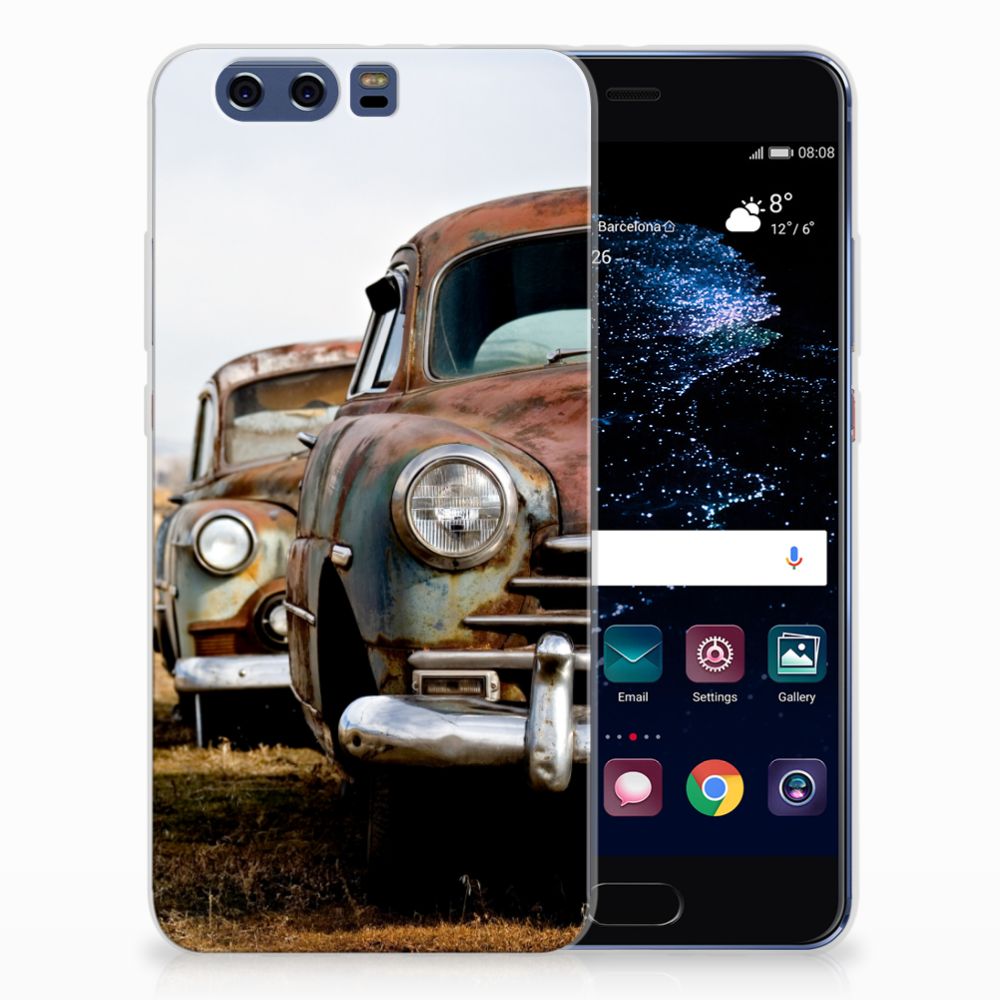 Huawei P10 Plus | Siliconen hoesje | met foto Vintage Auto