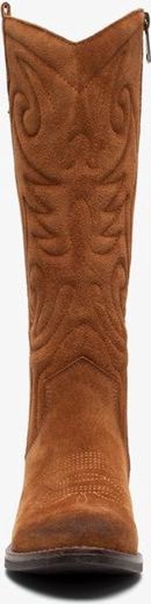 TwoDay suede dames cowboy western laarzen - Cognac - Maat 41