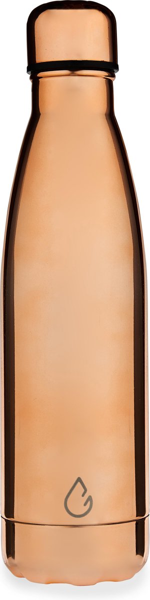Wattamula Design eco RVS drinkfles - roségoud - 500 ml - waterfles - thermosfles - sport