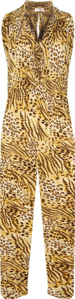 Dames jumpsuit panterprint bruin one size