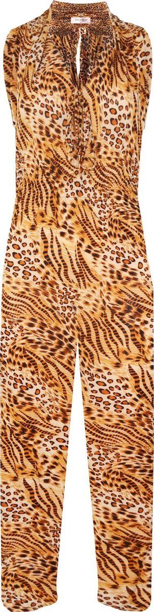 Dames jumpsuit panterprint bruin one size