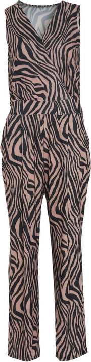 Cassis - Jumpsuit met wikkelhals en zebrastrepen - Camel