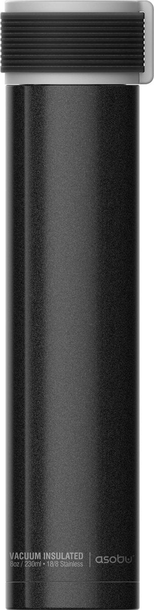 Asobu - Skinny Mini Waterfles - Drinkfles - RVS - Vaatwasserbestendig - 230 ml - Zwart