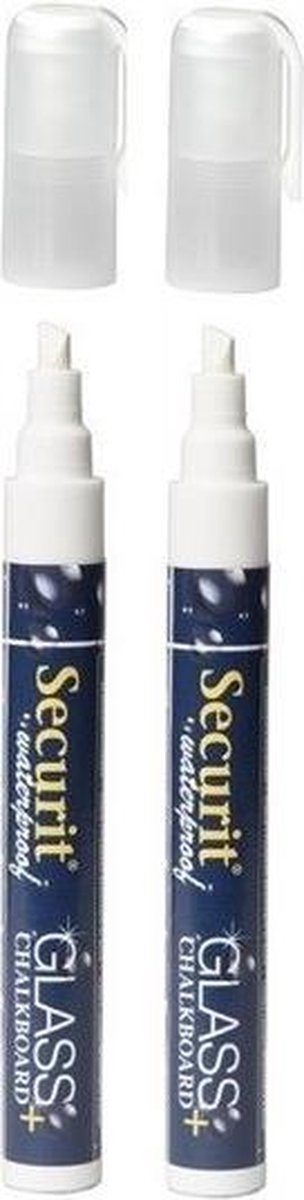 2x Witte watervaste krijtstift platte punt 2-6 mm