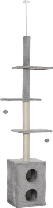 Nancy's Boise Krabpaal - Hoogte Verstelbaar - MDF - Lichtgrijs/Wit - 41 x 41 x 210 cm
