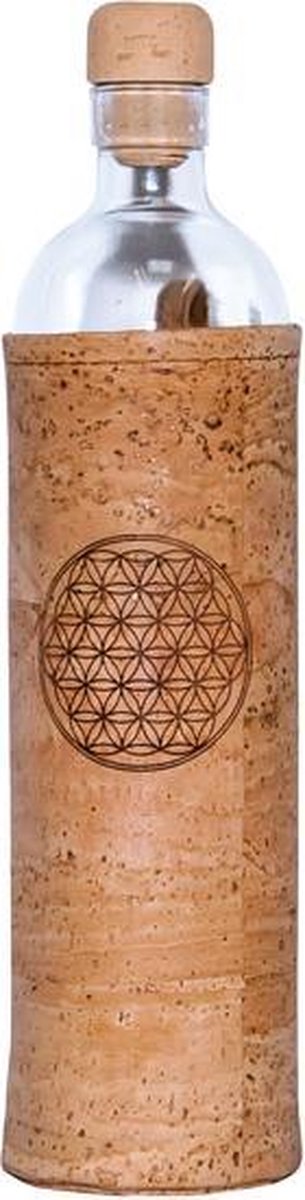 Flaska glazen waterfles Kurk Flower of Life 0