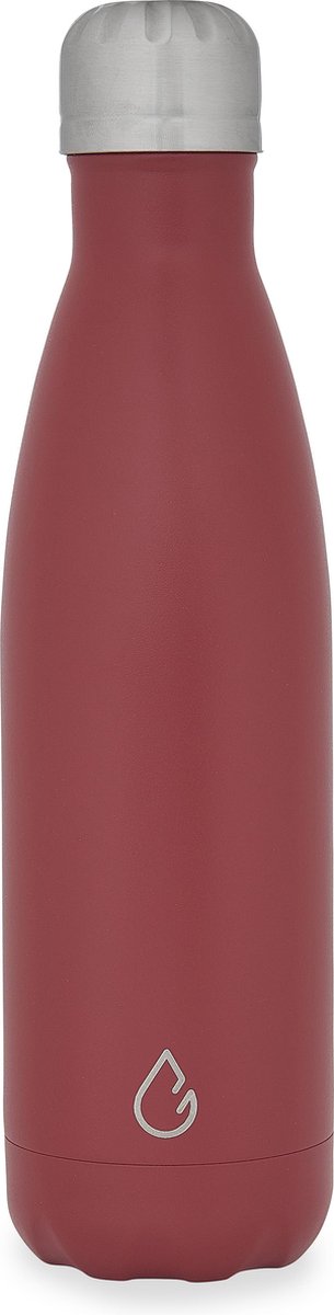 Wattamula Design eco RVS drinkfles - burgundy - 500 ml - waterfles - thermosfles - sport