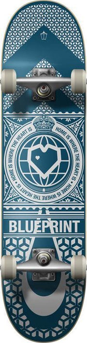 Compleet Skateboard Blue Print Home Heart Navy/White 8.0