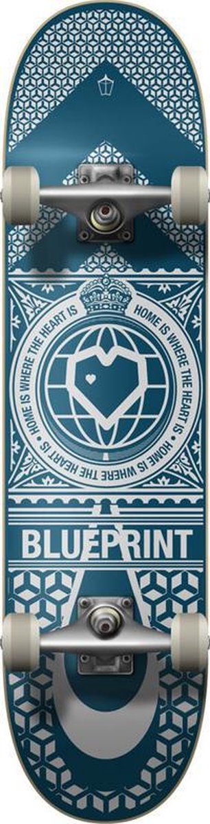 Compleet Skateboard Blue Print Home Heart Navy/White 8.0