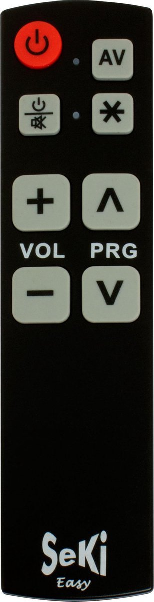 Universele afstandsbediening Seki Easy. Compact en zeer eenvoudig te bedienen. Ook voor Senioren / Slechtzienden Zwart