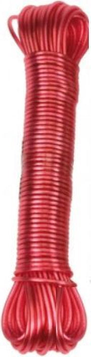 Stevige waslijn 20mtr met stalen kern rood
