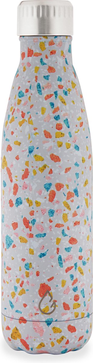 Wattamula Design eco RVS drinkfles - terrazzo - 500 ml - waterfles - thermosfles - sport