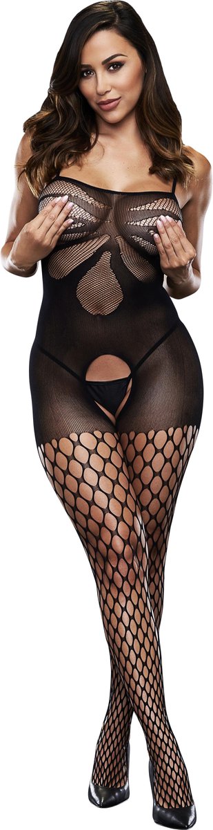Baci - Crotchless Jacquard Bodystocking One Size