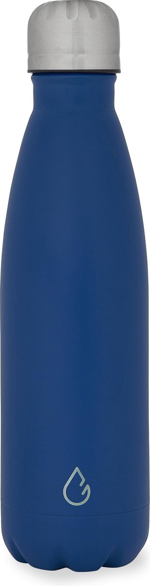Wattamula Design eco RVS drinkfles - kobaltblauw - 500 ml - waterfles - thermosfles - sport