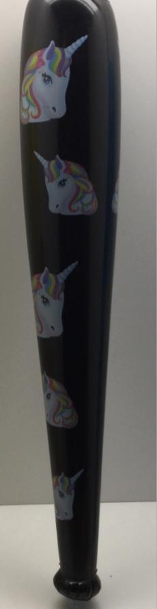 Opblaas Knuppel met afbeelding unicorn zwart 86 cm