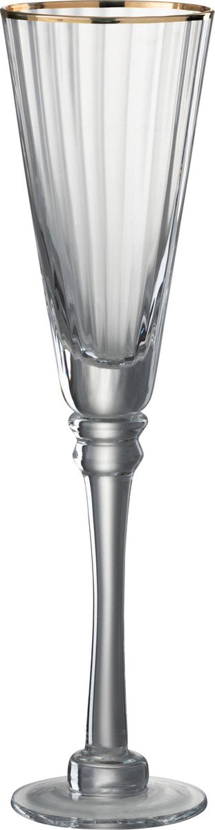 J-Line Drinkglas Champagne Rand Glas Transparant/Goud