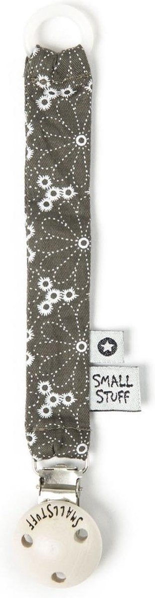 Smallstuff Fopspeenketting Bloemen Katoen 19 Cm Grijs