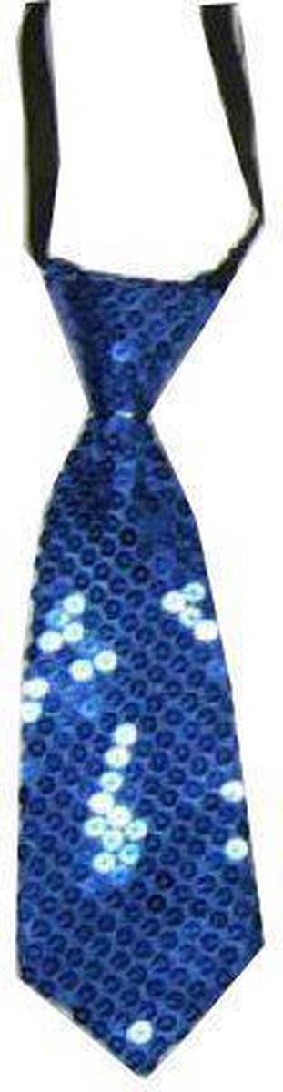 Stropdas met blauwe pailletten kort blauw