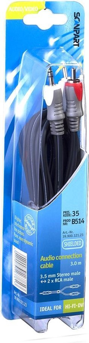 Scanpart Aansluitkabel 3.5 S(m)-2tulp(m) 3.0m