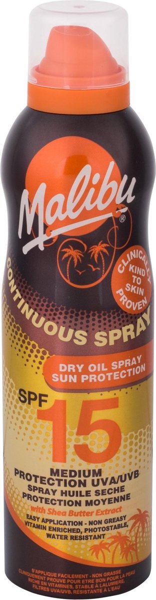 Malibu Continuous Spray Dry Oil 175ml Sun Body Lotion Spf15