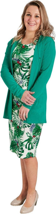 Dames milano jurk zm groene bladeren - lang | Maat L