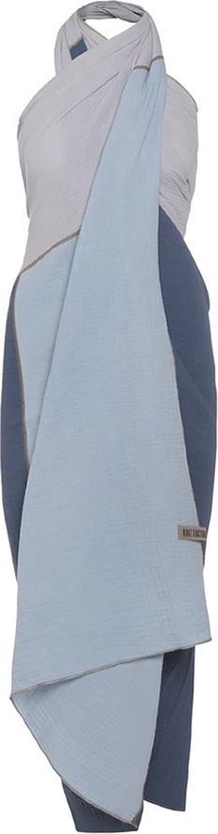 Knit Factory Fay Pareo/XL Sjaal - Jeans/Indigo - 180x130 cm - 100% Biologisch katoen
