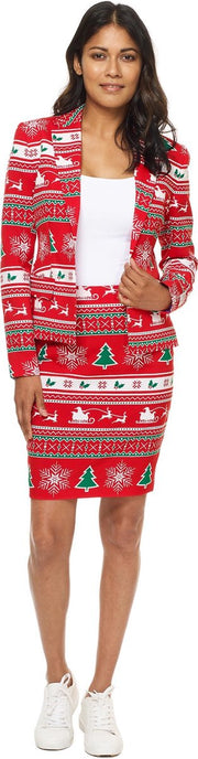 OPPOSUITS - Rood Mrs. Kerstboom Suitmeister kostuum voor vrouwen - Medium - Volwassenen kostuums