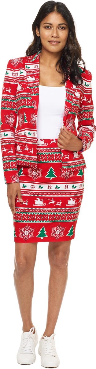 OPPOSUITS - Rood Mrs. Kerstboom Suitmeister kostuum voor vrouwen - Medium - Volwassenen kostuums