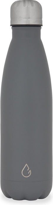 Wattamula Design eco RVS drinkfles - donkergrijs - 500 ml - waterfles - thermosfles - sport