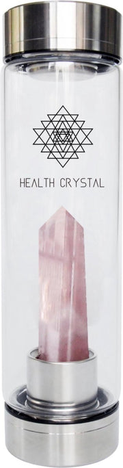 Health Crystal - 550 mL - Luxe Waterfles met Kristal - Roze Quartz - Zorgt voor Energie - Detox - Verfrissende Smaak aan je Water - Zorgt voor Balans - Helpt met Afvallen - Handig mee te Nemen - Perfect als Cadeau