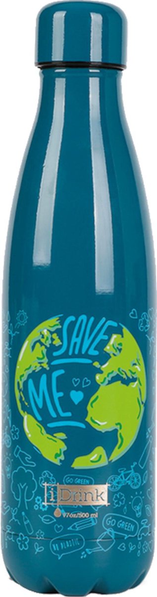I-drink Thermosfles Wereld 750 Ml Rvs Blauw/groen