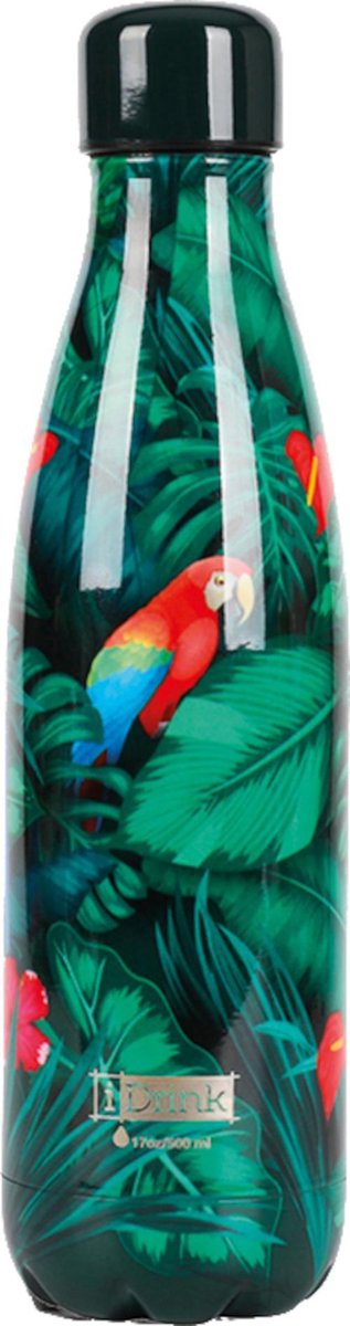 I-drink Thermosfles Tropical Birds 1 Liter Rvs Groen/rood