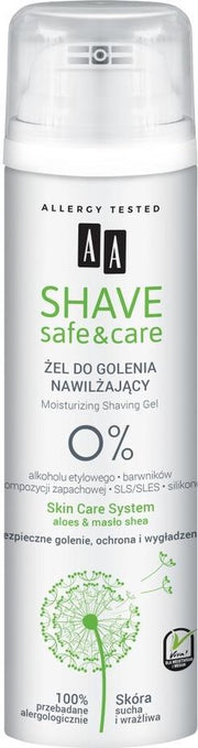 Aa - Shave Safe&Care Shaving Gel Moisturizing Aloe & Shea Butter 200Ml